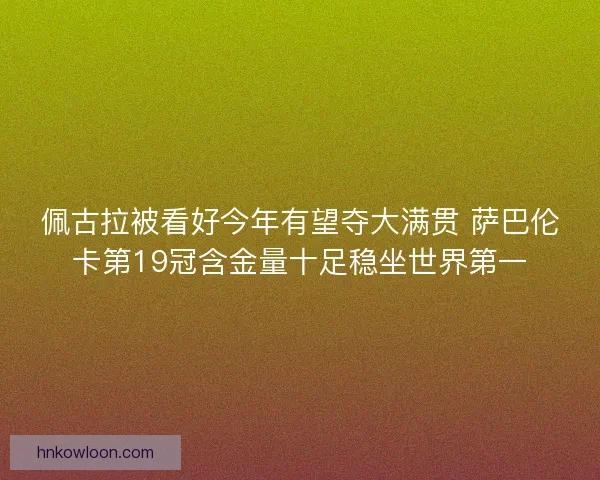 佩古拉被看好今年有望夺大满贯 萨巴伦卡第19冠含金量十足稳坐世界第一